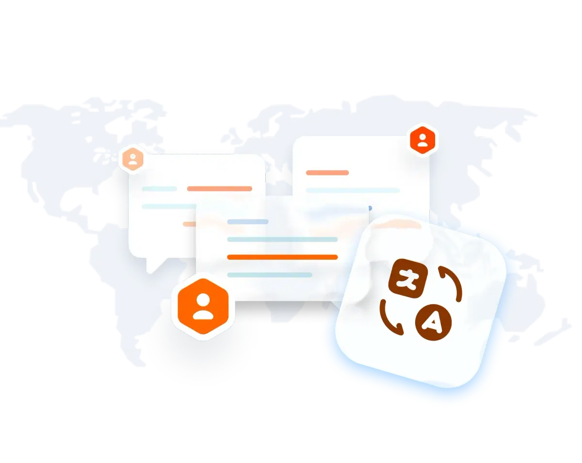 globe with chat pages