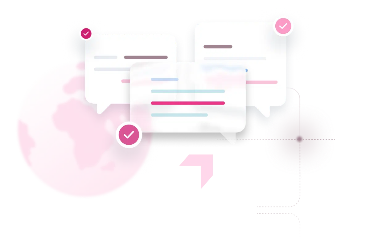 globe with chat bubbles image