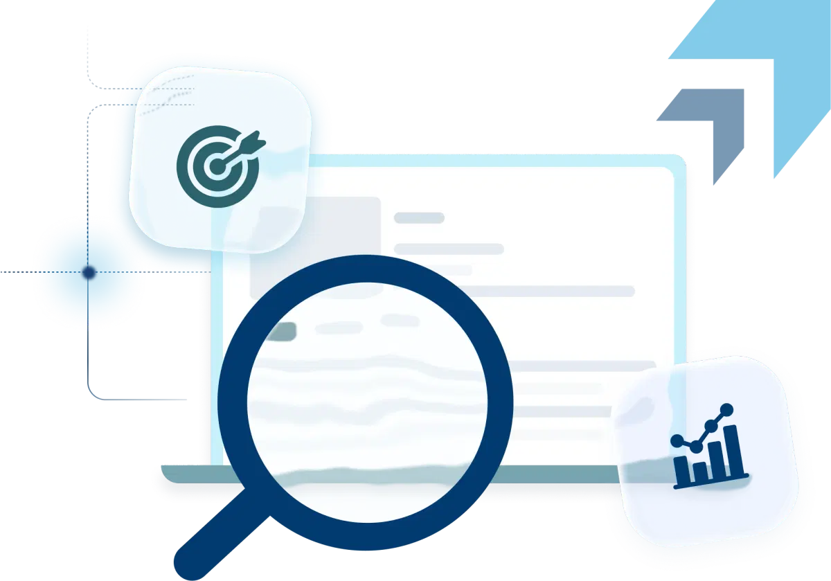 magnifying glass over webpage image